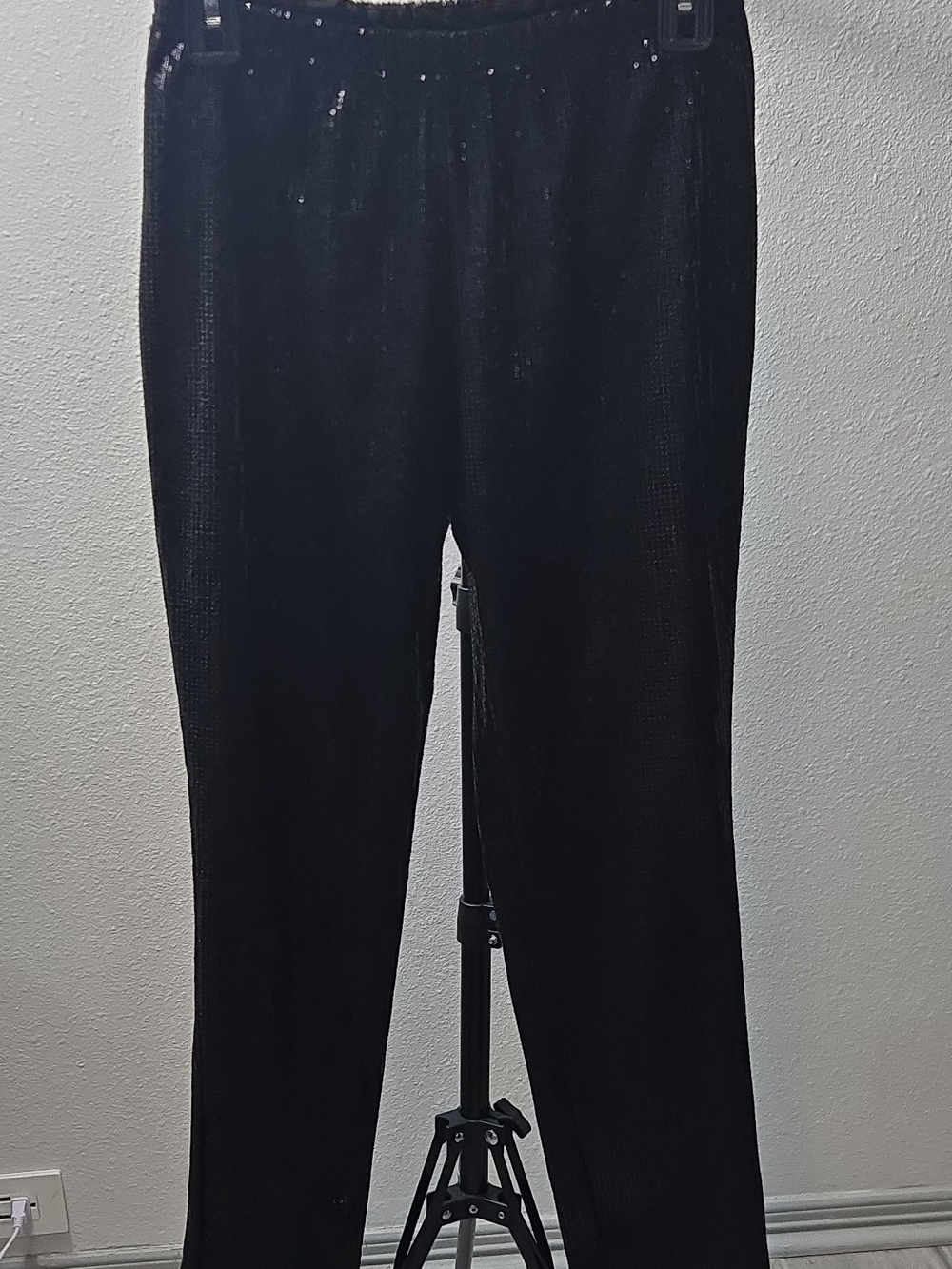 Skies Are Blue Black Sequin Pull-On Pants